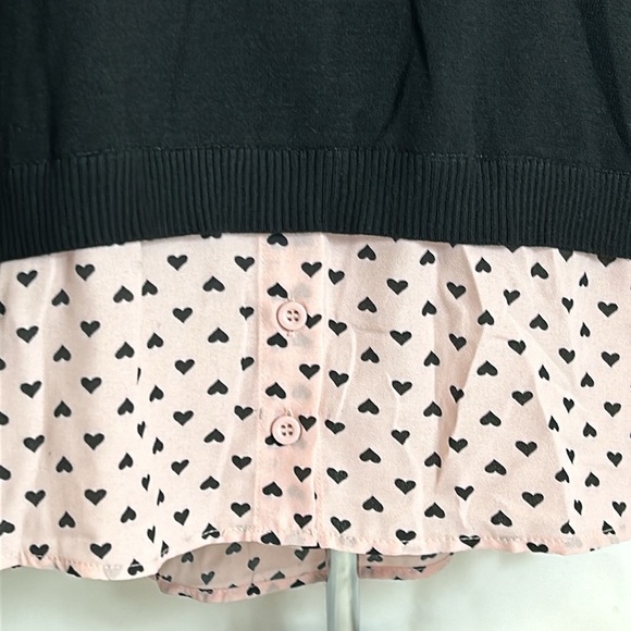 Adrianna Papell Women’s Size Medium Black Crew Neck Sweater Pink Under Shirt Top - Picture 3 of 8